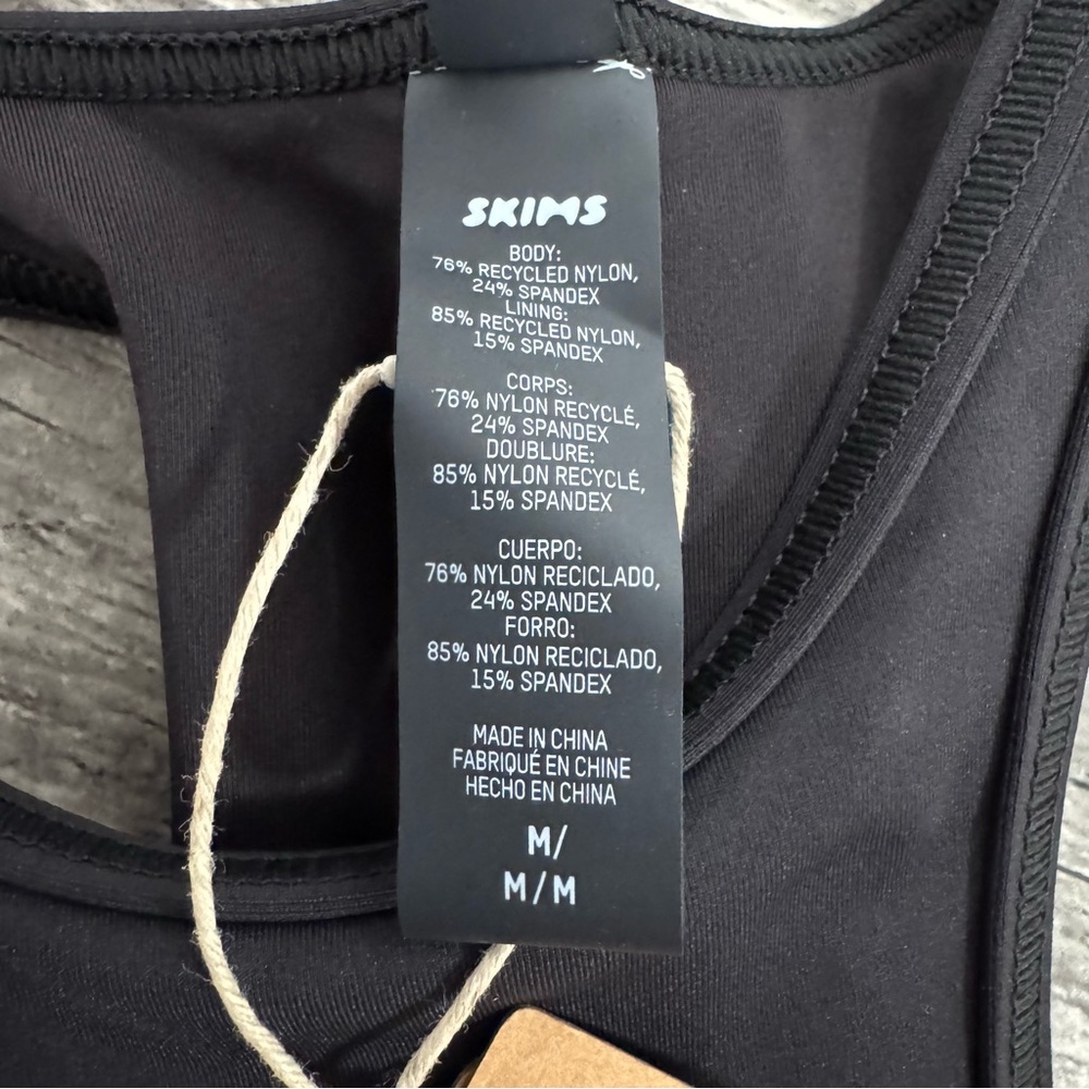 Skims Recycled Swim High Neck Raceback Top Medium Onyx - Picture 4 of 4